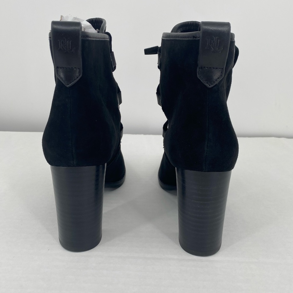 Lauren Ralph Lauren Womens Mabel Suede Lace-Up Booties Black Size 8.5‎ - Picture 9 of 14